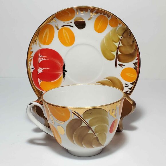 Lomonosov Teacup and Saucer Harvest Vintage - Picture 4 of 10